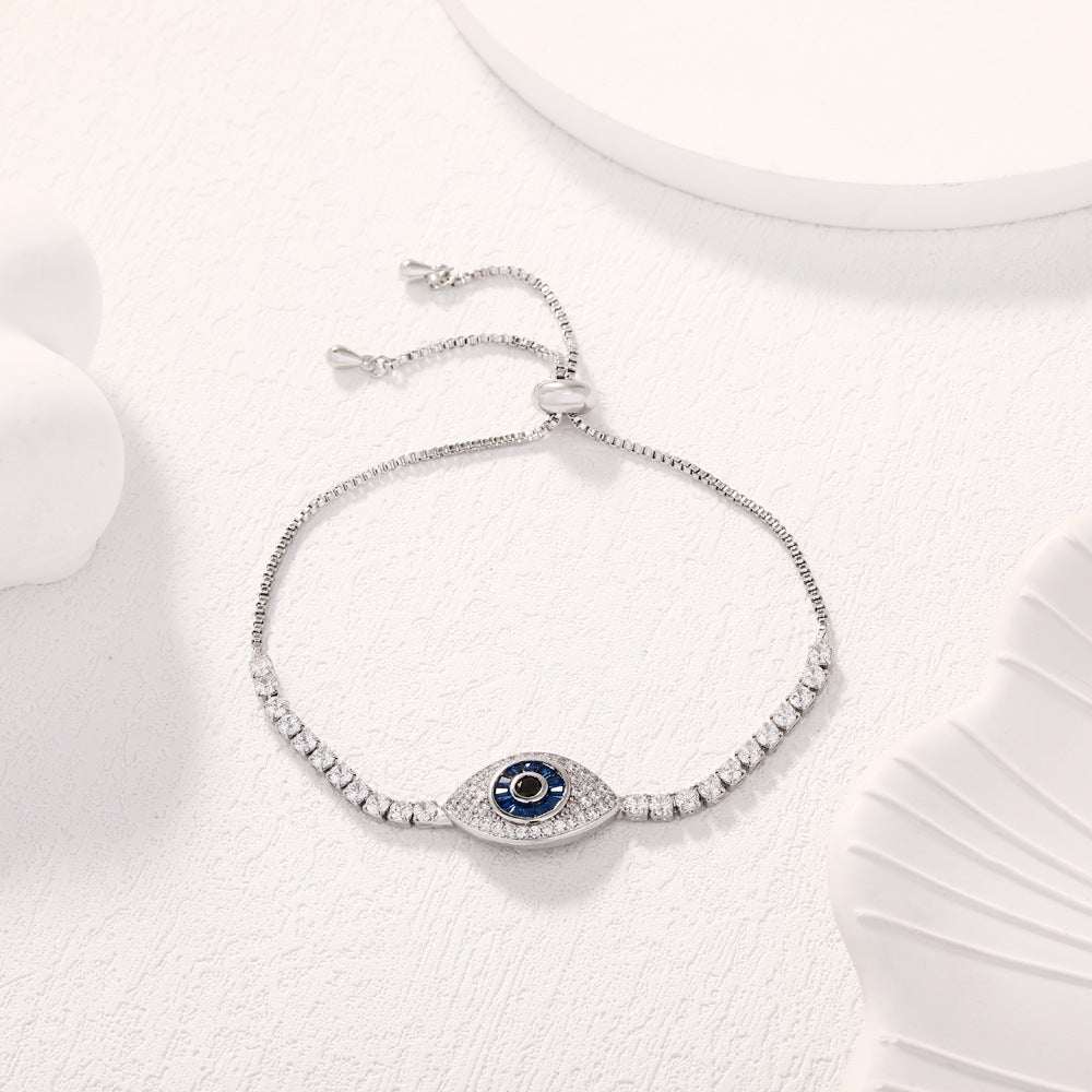 Wholesale Copper full diamond evil eye bracelet