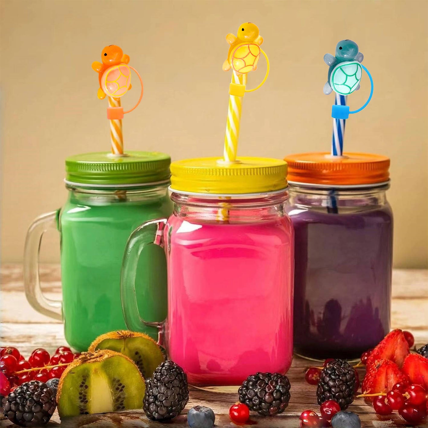 Wholesale 10pcs Luminous Turtle Series 10mm Straw Cover Straw Tube Cap