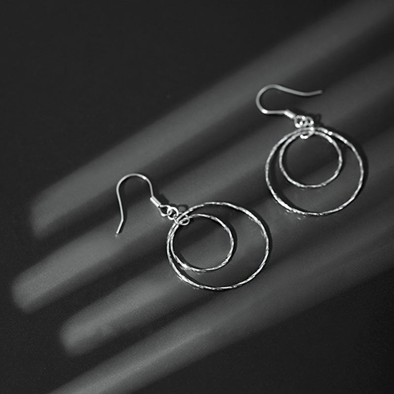 Wholesale double circle earrings  geometric ring earrings