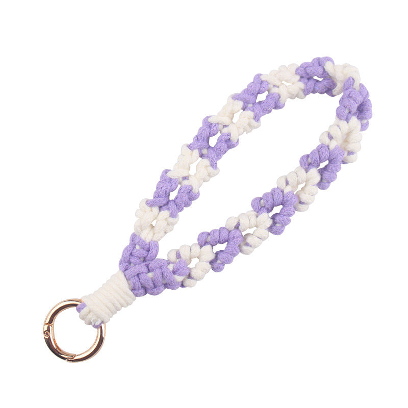 Wholesale  handmade woven leaf pattern lanyard keychain