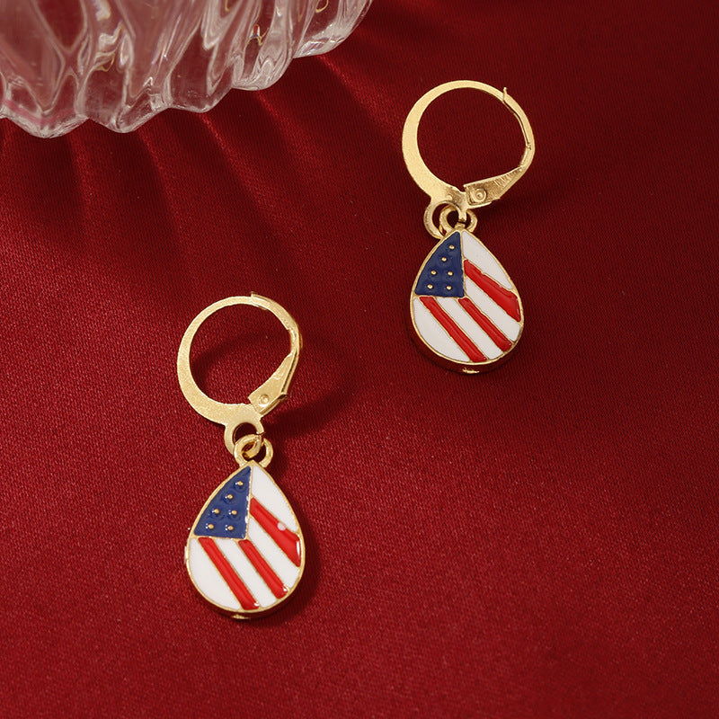 Wholesale Independence Day USA Flag Ice Cream Star Apple Flag Earrings Set