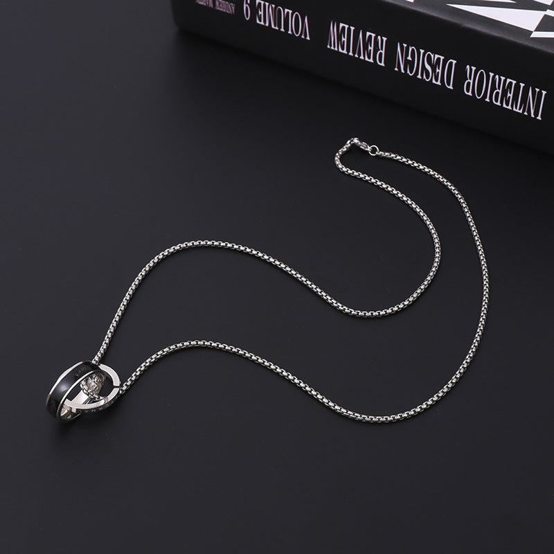 Wholesale Titanium Steel Double-ring Necklace