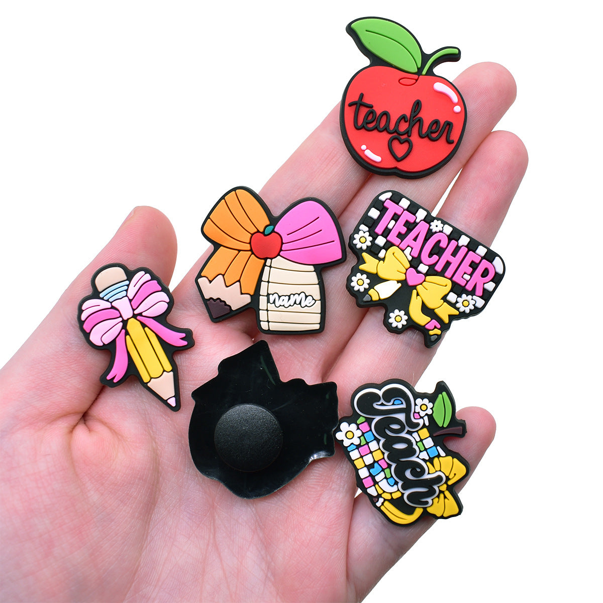 Wholesale  Random 100pcs Teacher' s Day Series  PVC Soft Rubber Shoe Buckle Decoration