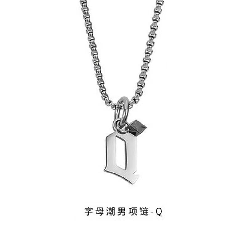 Wholesale Men's 26 Alphabet Titanium Steel Necklace