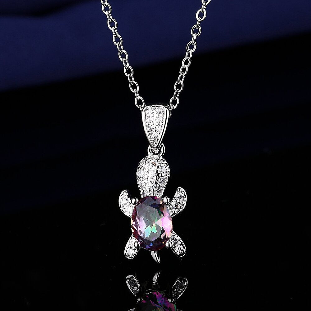 Wholesale Turtle Colorful Zircon Copper Earrings Necklace Ring ACC-RS-BLX001