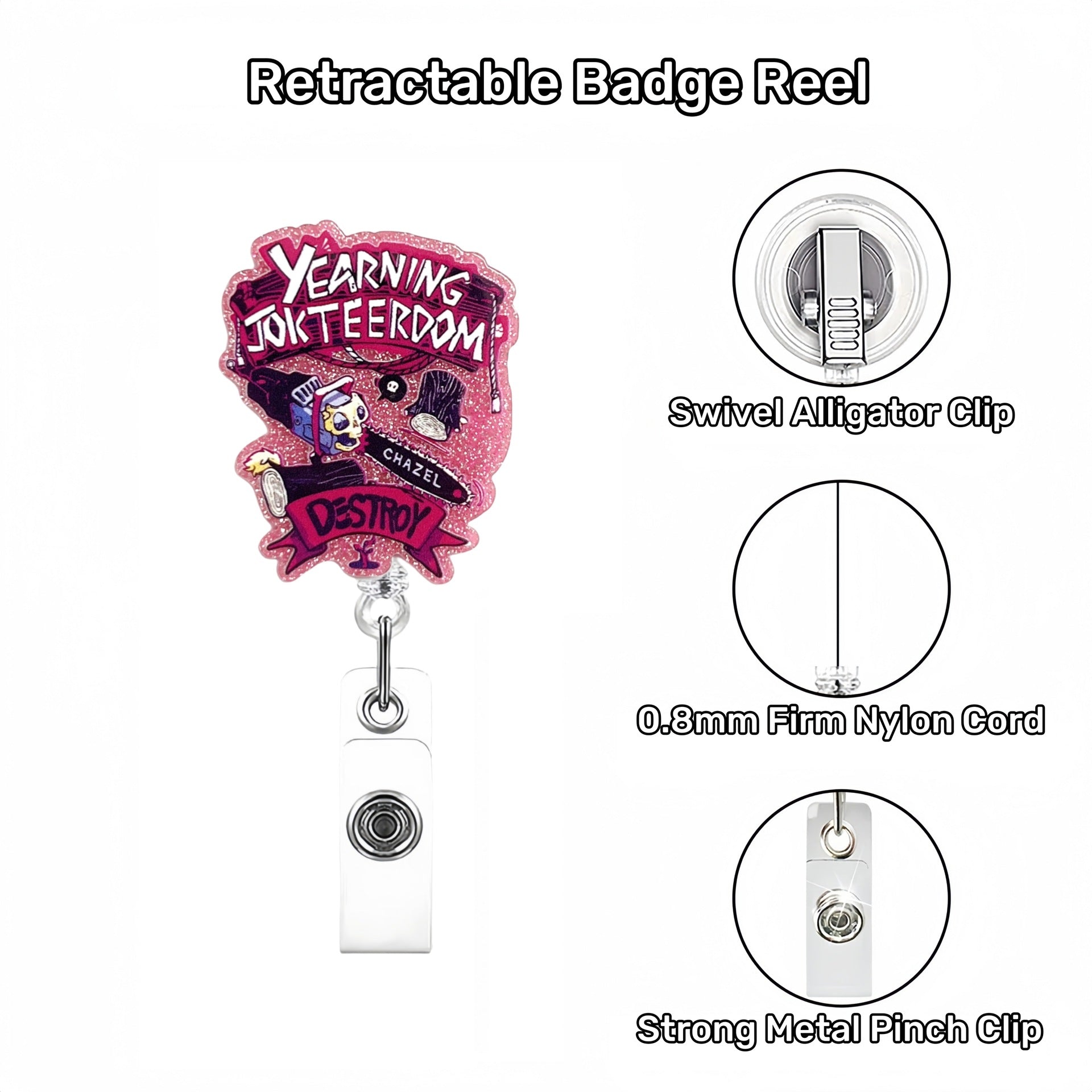 Wholesale Halloween Ghost Skull Series Acrylic Retractable Rotating Badge Keychain