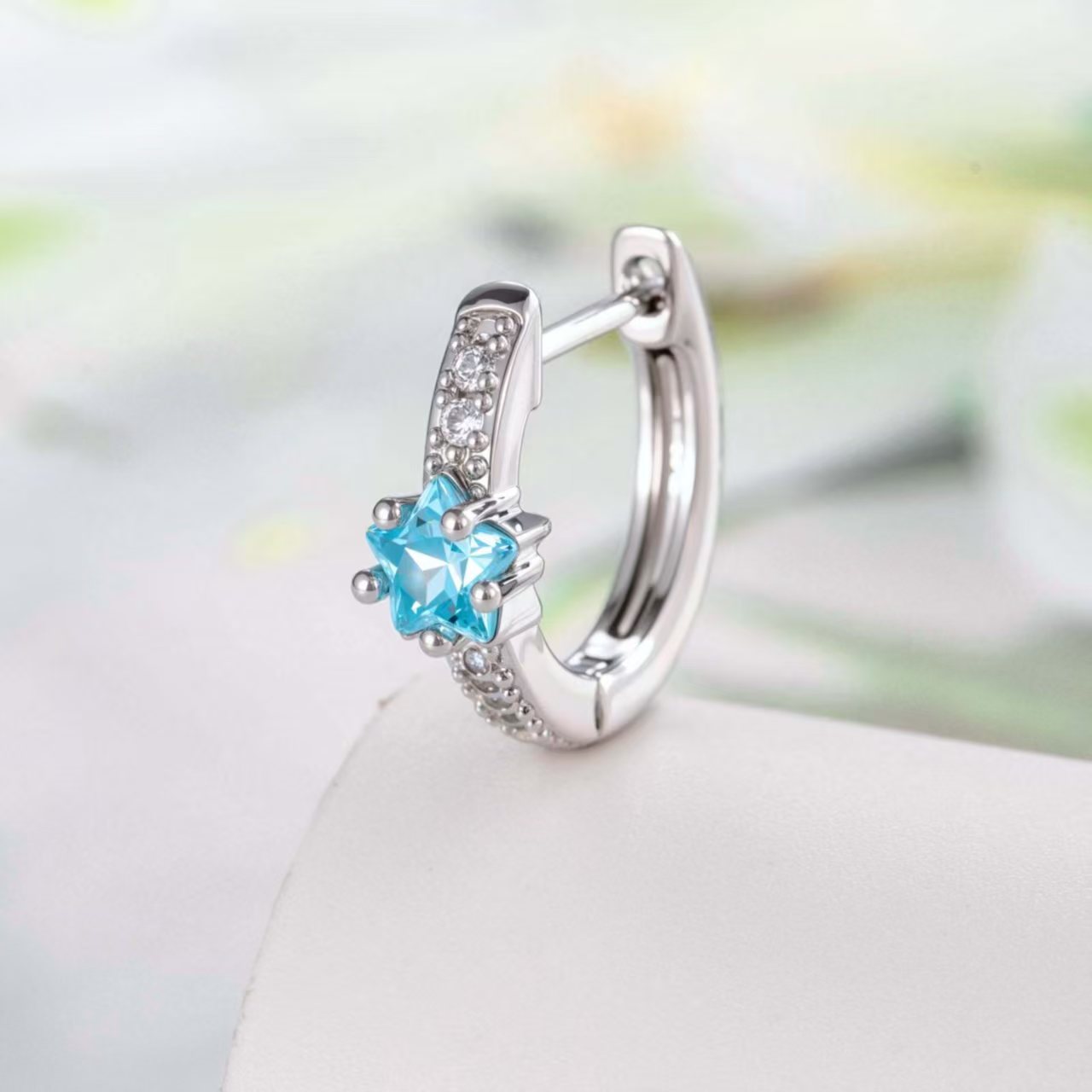 Wholesale Copper Five-Pointed Star Zircon Earrings Simple Style Fashion Jewelry
