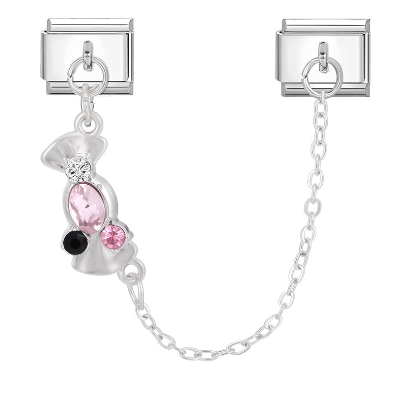 Wholesale Italian Charm Bracelet 9mm DIY Splicing Double Pendant  Stainless Steel Composable Bracelet