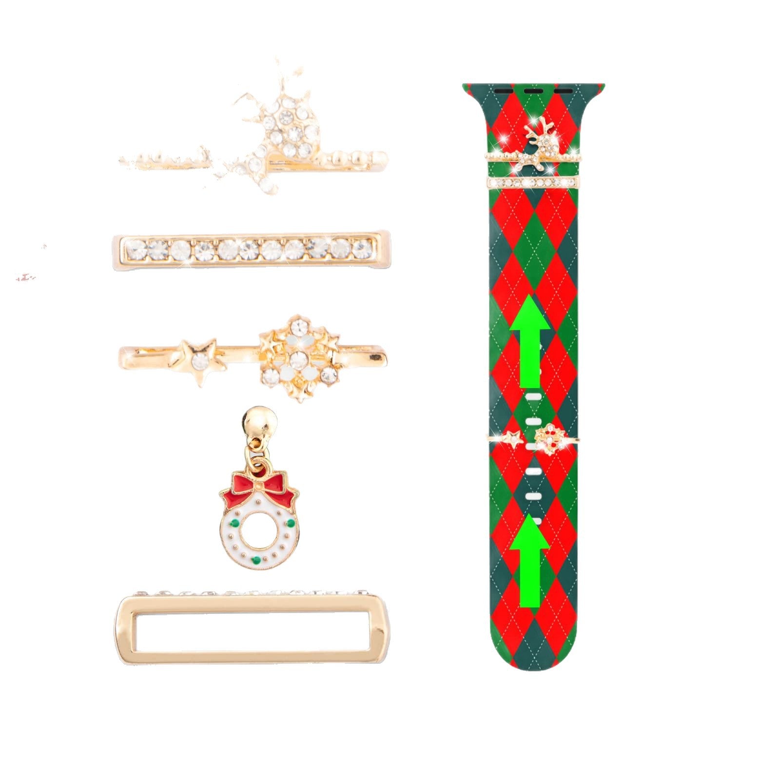 Wholesale Christmas Ornament Set with Diamonds,  Holiday Accessories,  New Watch Strap Decoration Ring,  Cross-Border Foreign Trade,  One-Piece Dropshipping