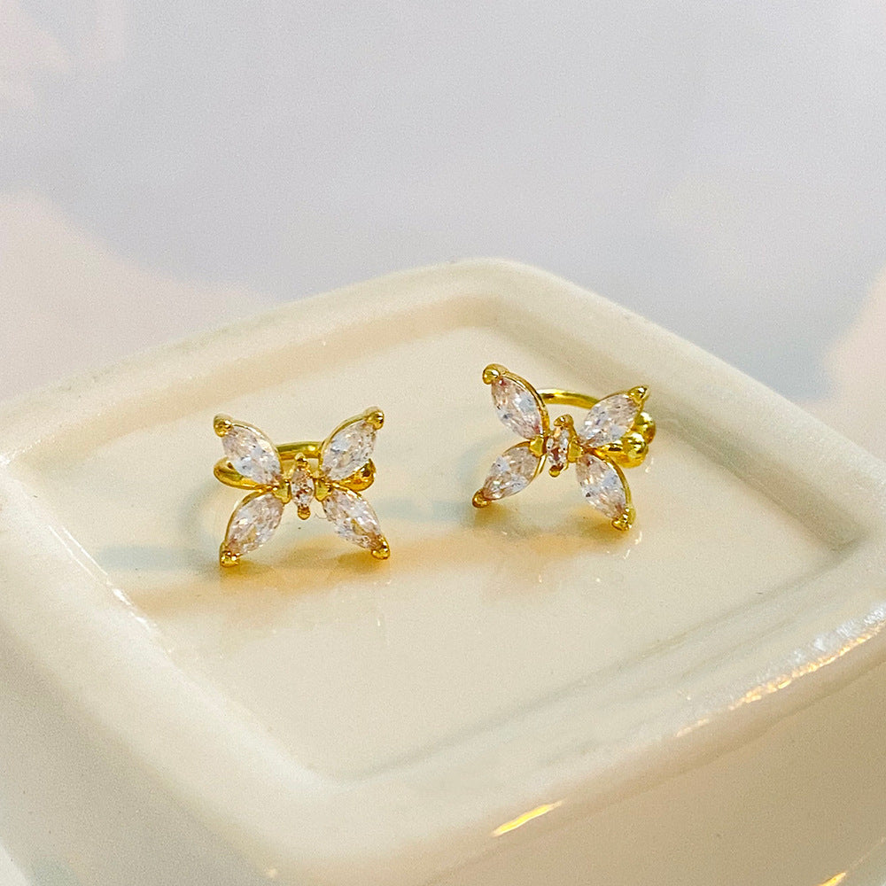 Wholesale Trendy Butterfly Ear Cuff For Women Copper Zirconia Ear Clip No Piercing Earring Boutique Jewelry Accessory
