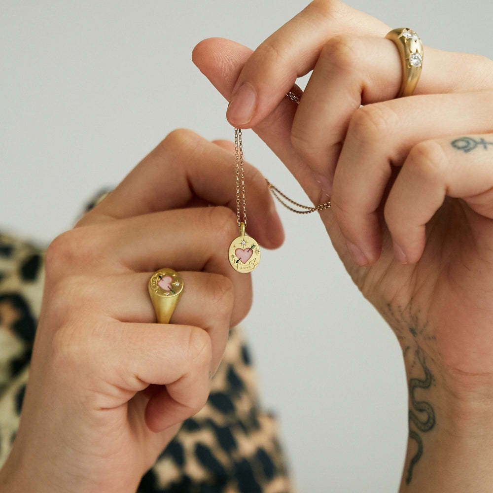 Wholesale Hand-painted Flower Heart 18k Gold-plated Stainless Steel Necklace Sweater Chain