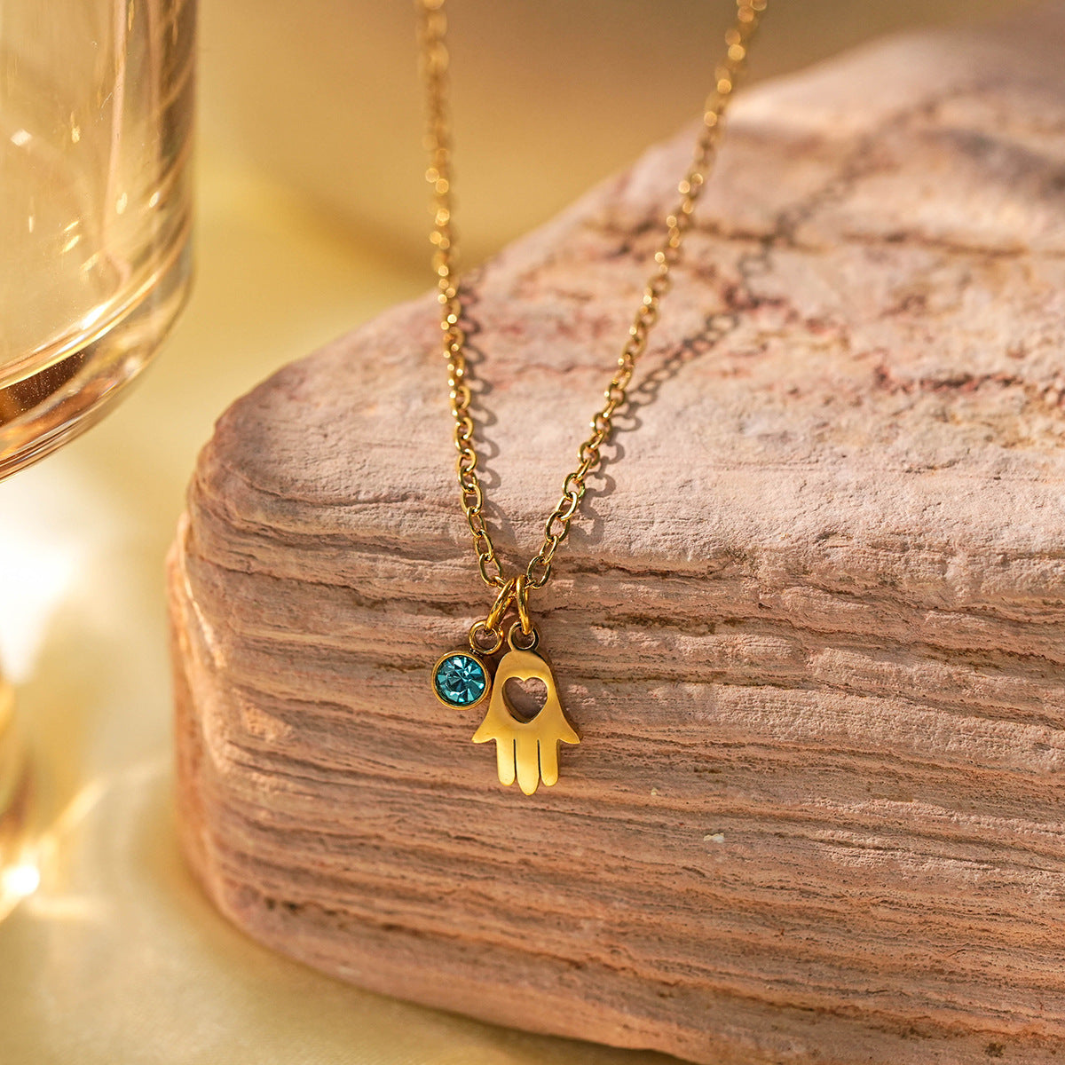 Wholesale Titanium Steel  Classic Twelve Constellations Birthstone Rhinestone Devil's Eye Cross Necklaces