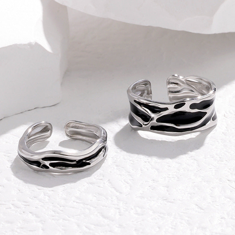 Wholesale Electroplated Stainless Steel Couple Rings Adjustable Open Style Fashion Jewelry Accessory For Everyday Wear