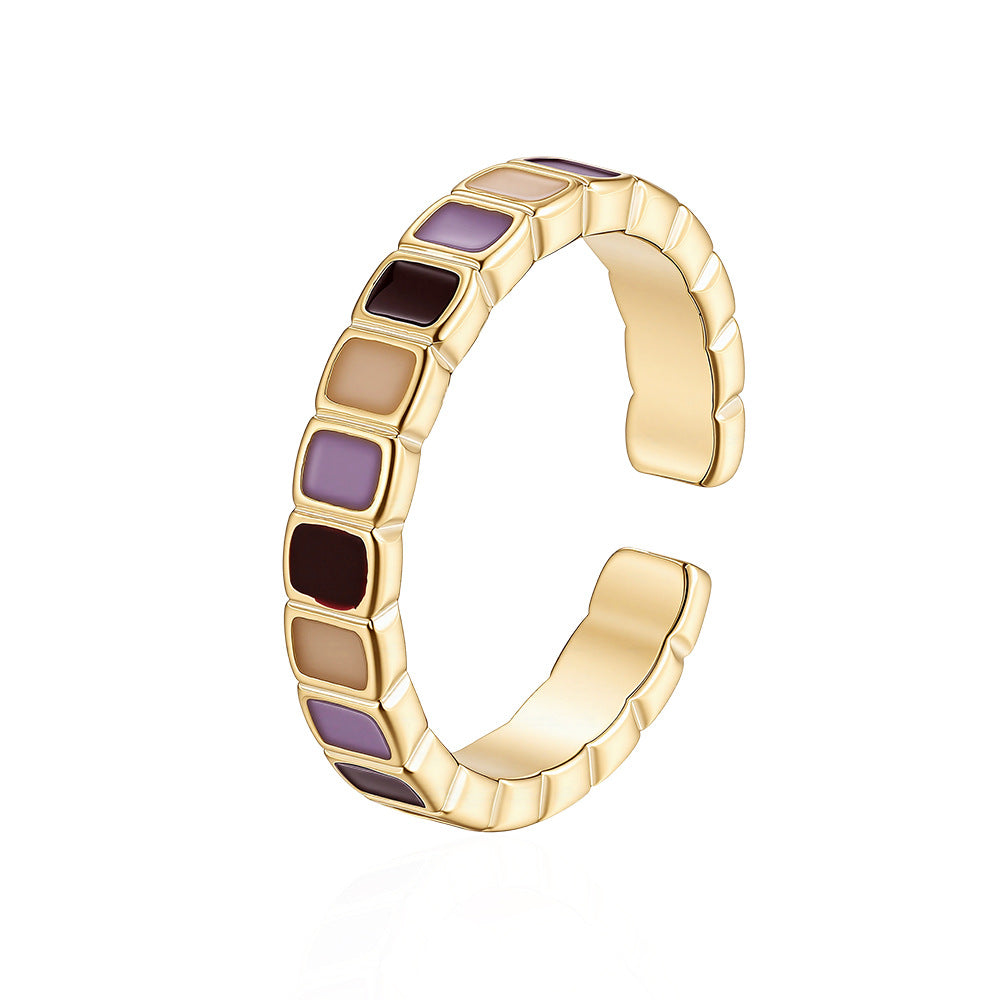 Wholesale Copper Zircon Electroplated Women S Open Ring Geometric Design Fashion Jewelry Accessory