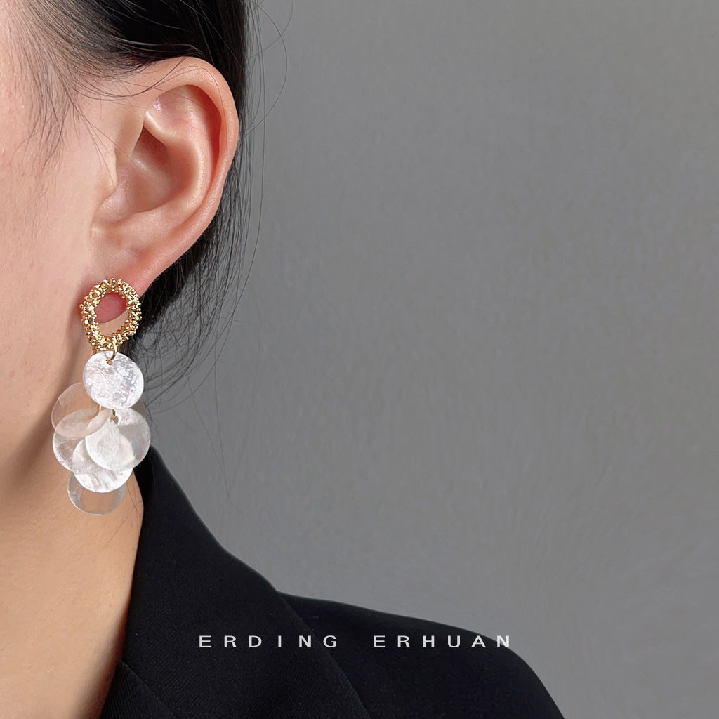 Wholesale Long shell tassel ~ 925 silver plated 14K handmade earrings