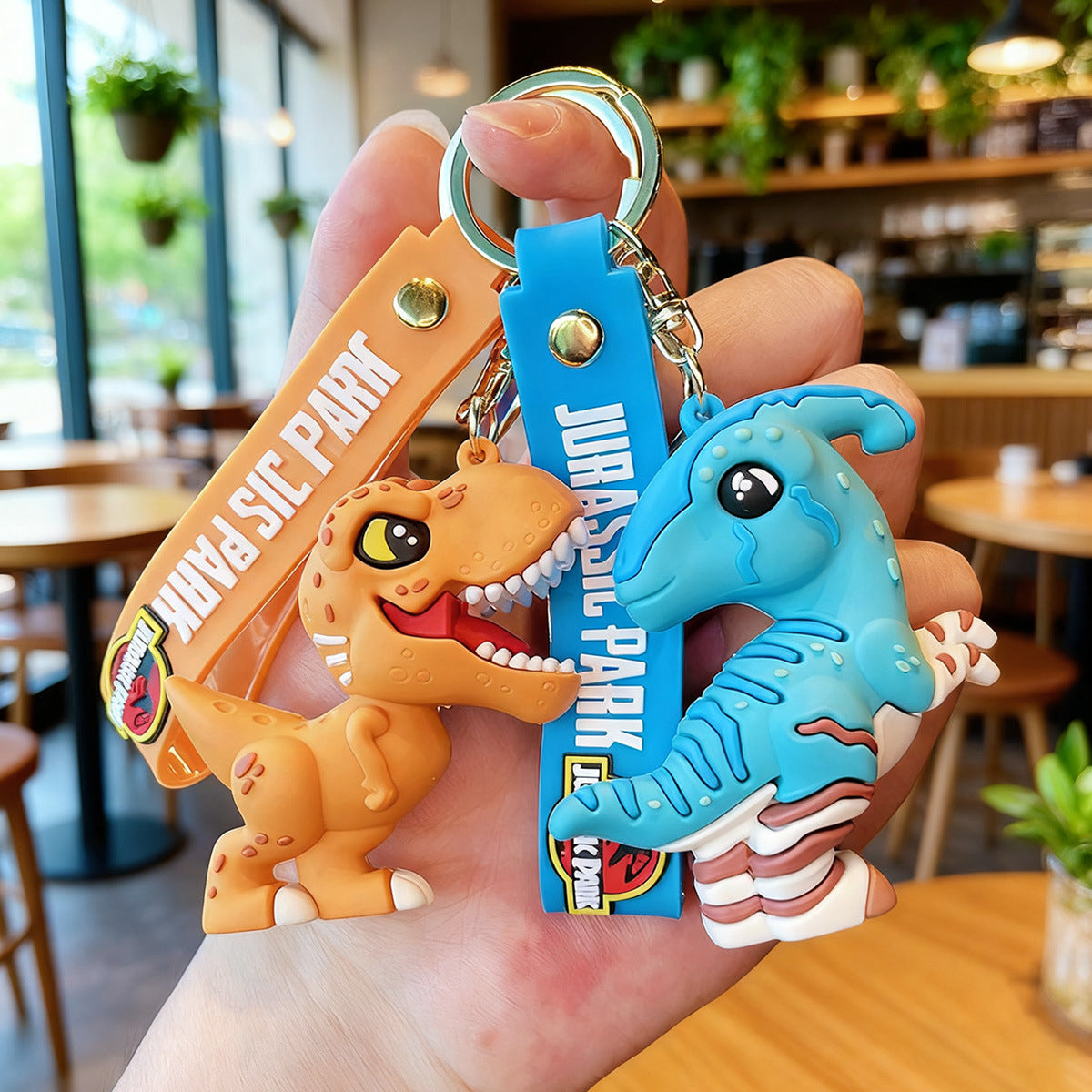 Commercio all'ingrosso dinosauro giurassico portachiavi ciondolo cartoon anime Tyrannosaurus Rex Triceratops