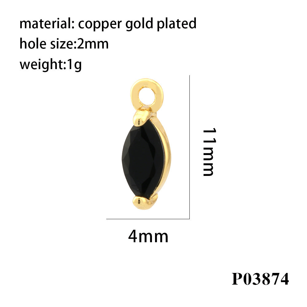 Wholesale 18K gold-plated micro-inlaid zircon colorful geometric marquise pendant