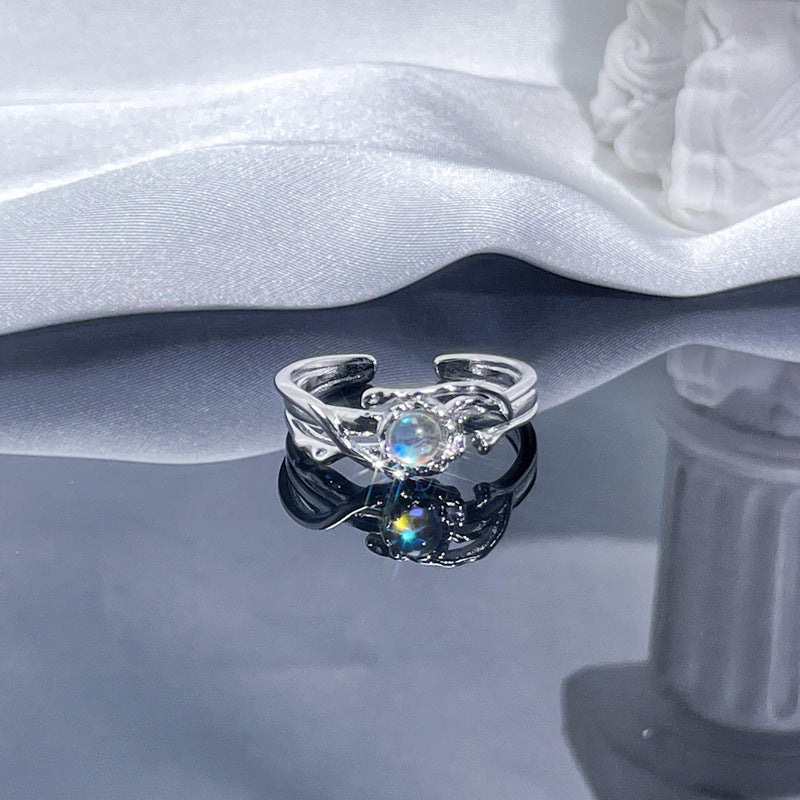 Wholesale Personalized texture Moonstone open ring