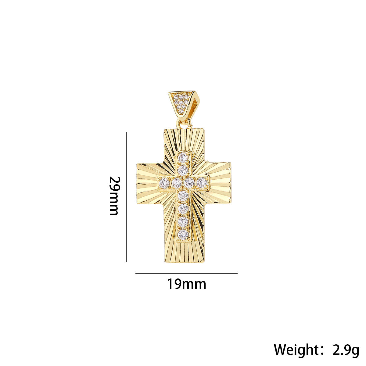 Wholesale Vintage Cross Pendant Gold Plated Brass Zircon DIY Necklace Fashion Accessory
