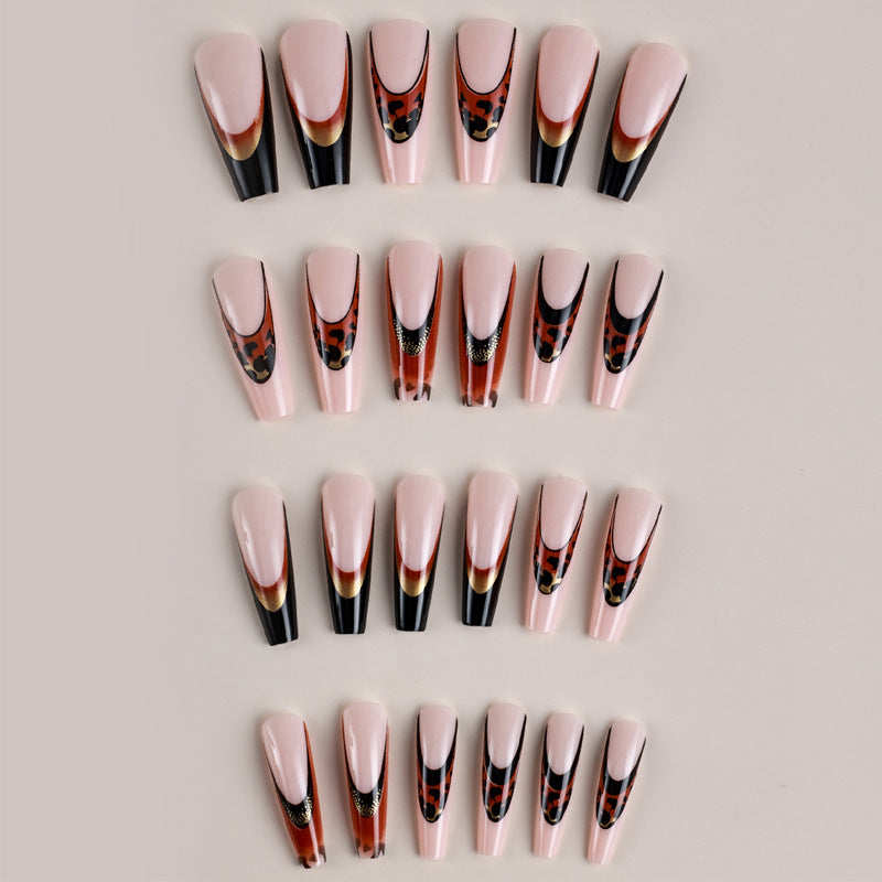 Wholesale Plastic Press on Nails Kits Leopard Print Nail Enhancement ACC-NS-MeiSu004