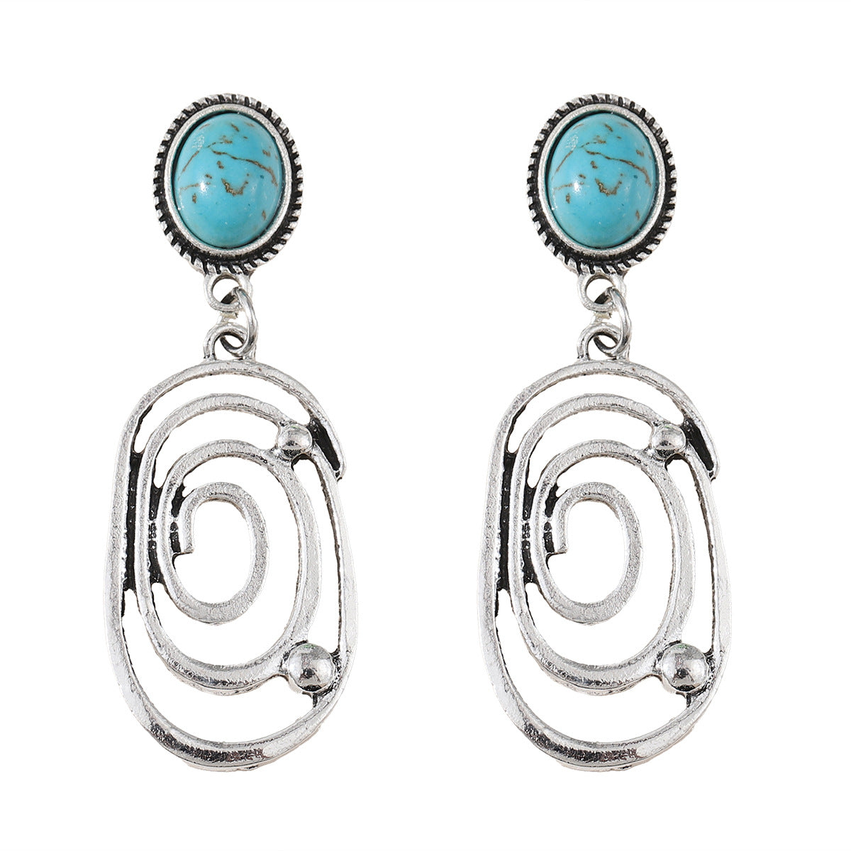 Wholesale  irregular lines turquoise pendant earrings