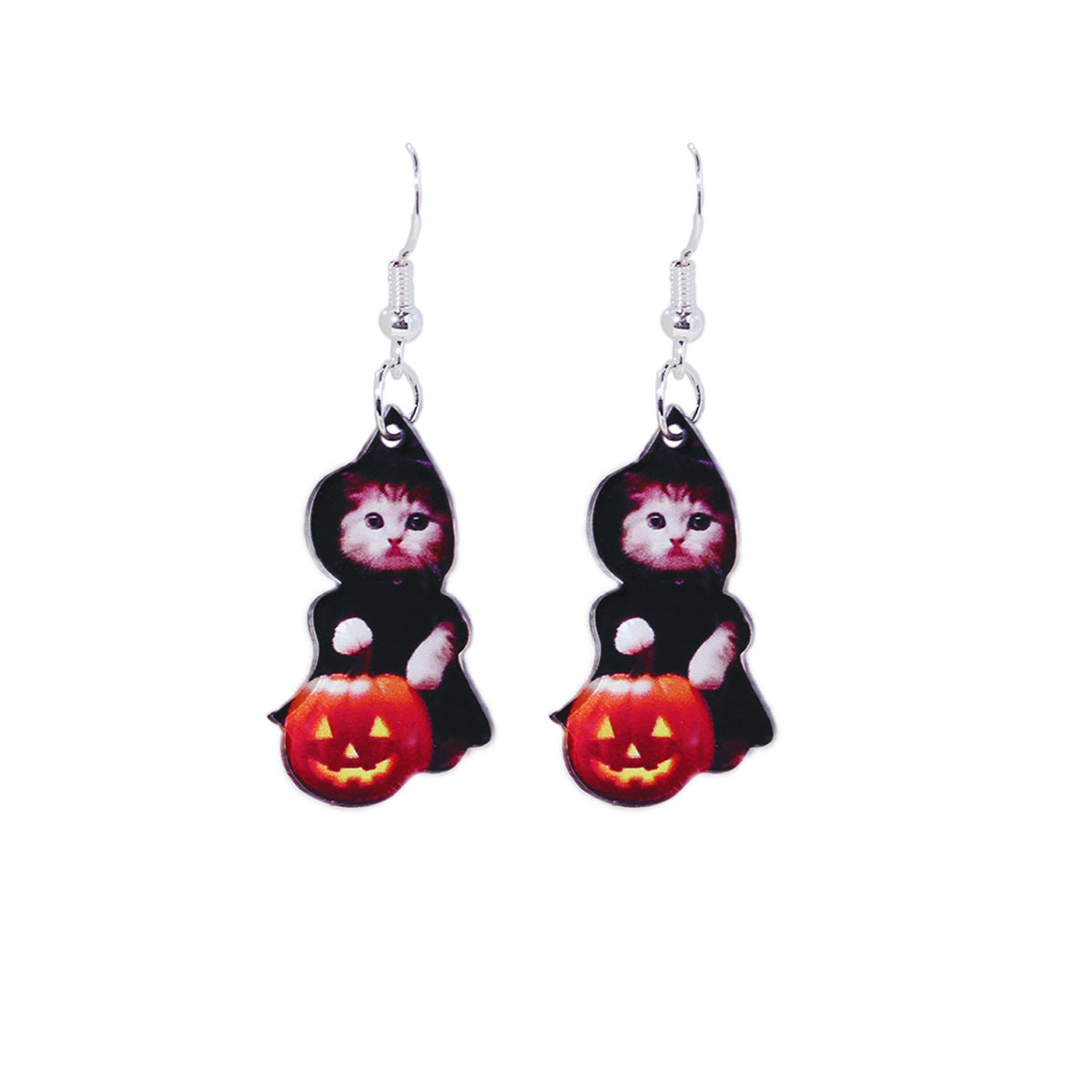 Wholesale  Creative Cartoon Cat Ghost Pumpkin Ear Hook Acrylic Earrings
