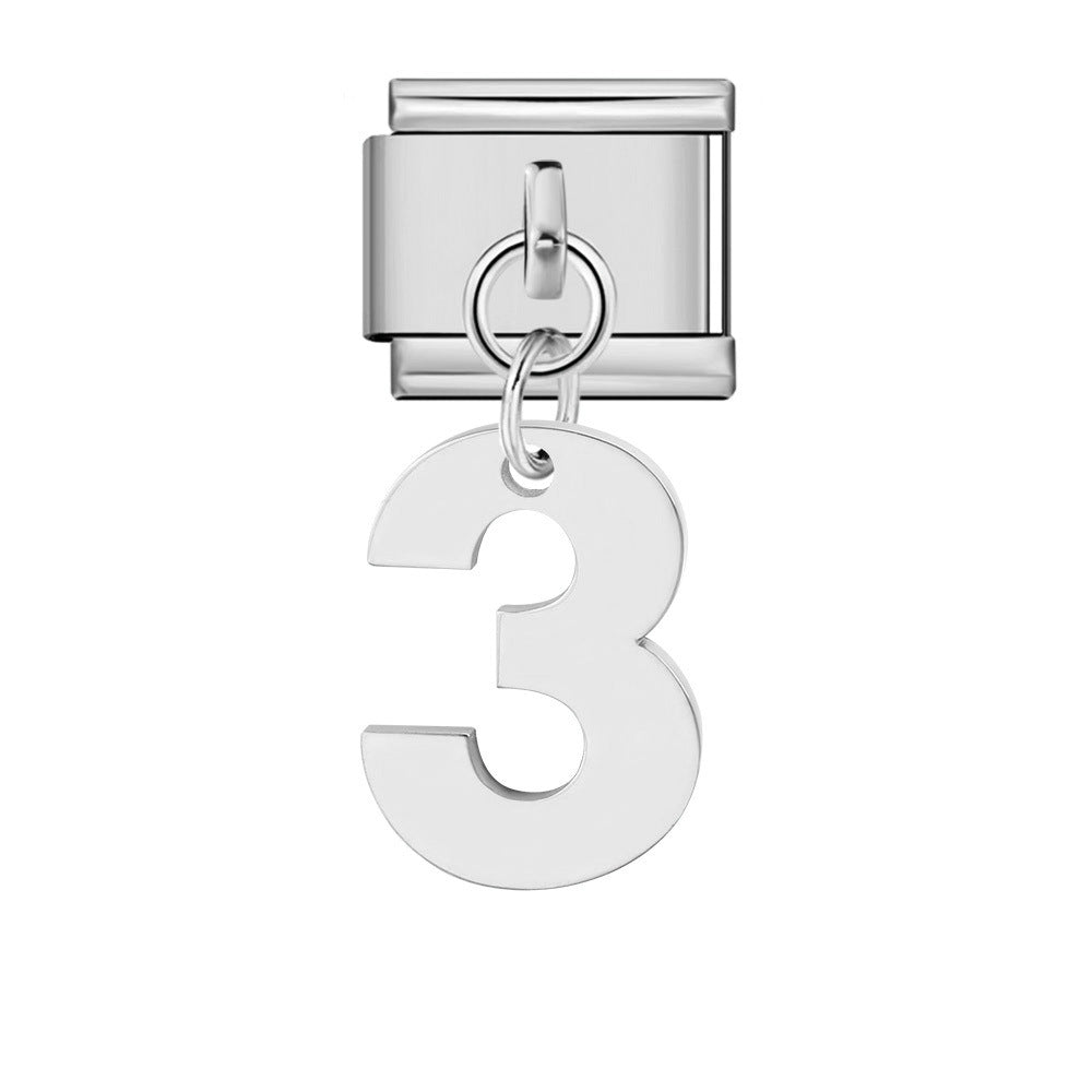 Wholesale Italian modular Single-digit  stainless steel hook pendant DIY bracelet