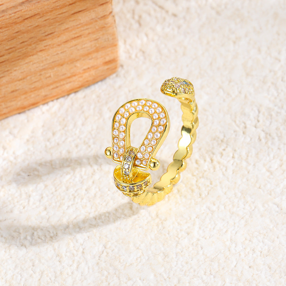 Wholesale Baroque horseshoe belt buckle adjustment ring