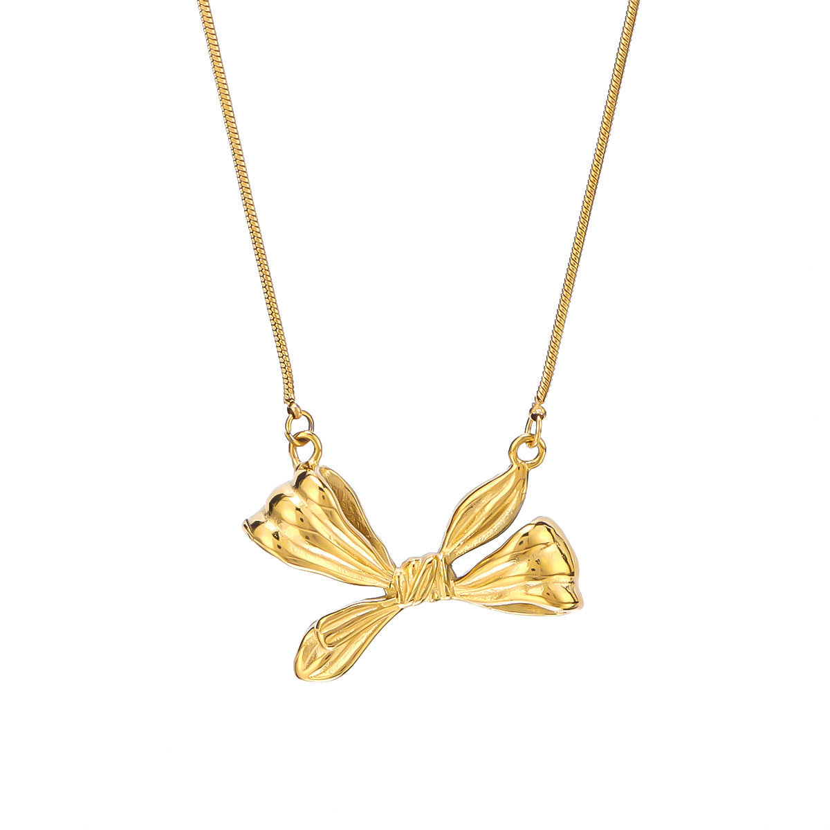 Wholesale stainless steel 18K gold plated bow necklace