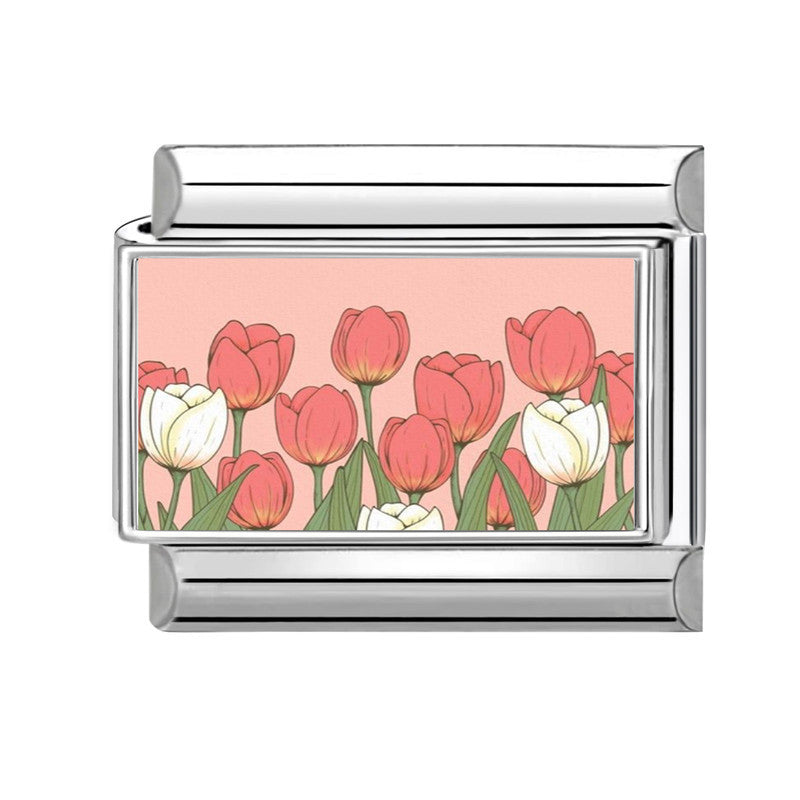 Wholesale Italian Charm Bracelet 9mm DIY Splicing Flower Stainless Steel Composable Bracelet