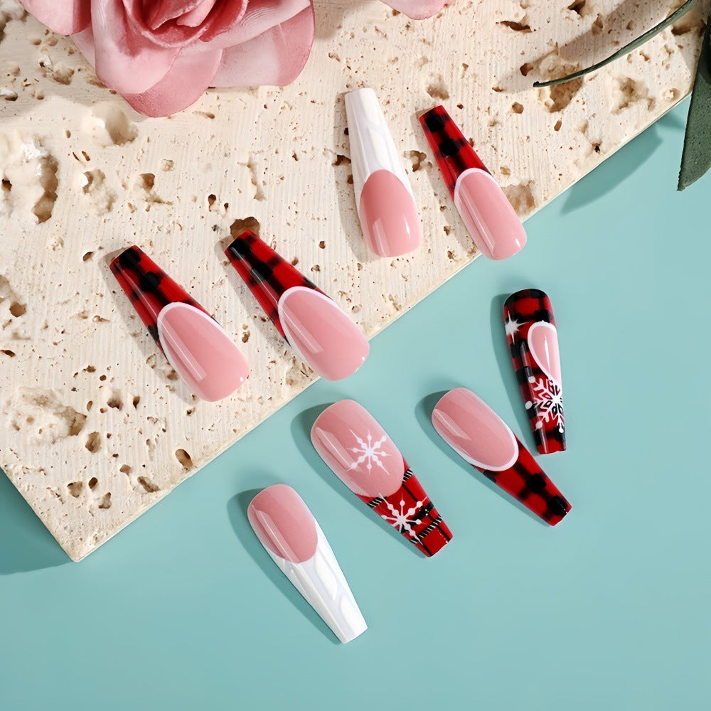 Wholesale 24 Pieces/ box Christmas  three-dimensional white striped nail