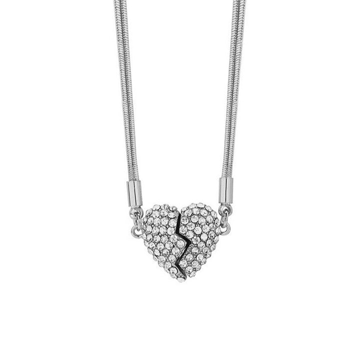 Wholesale High-grade diamond-encrusted love magnetic heart-shaped pendant necklace