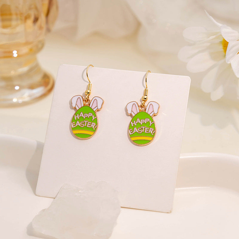 Wholesale Easter Egg Cartoon Oil Drop Earrings
