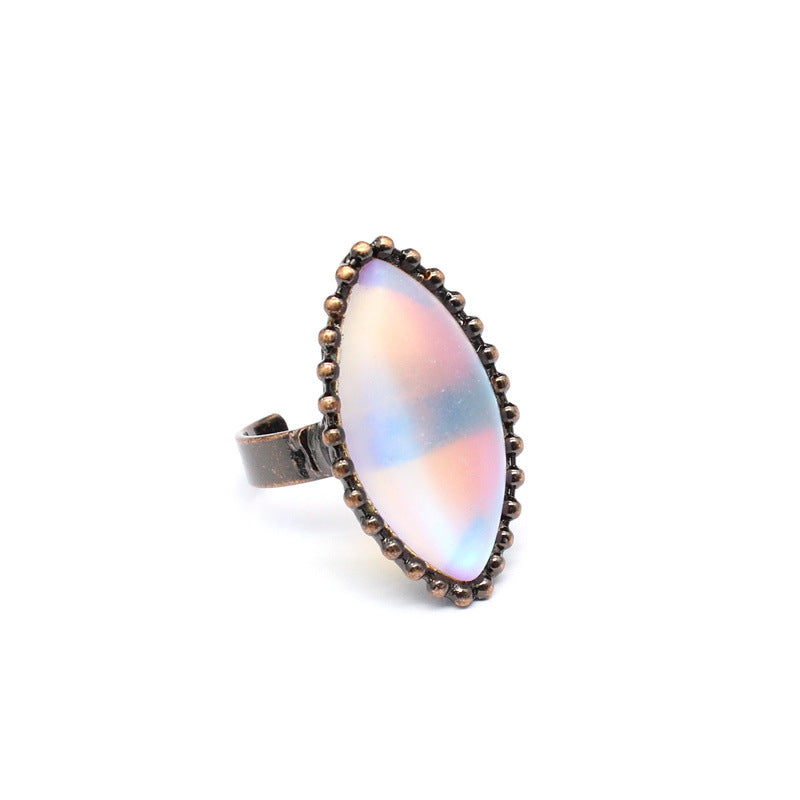 Wholesale personality raw ore agate ring  black tourmaline open ring