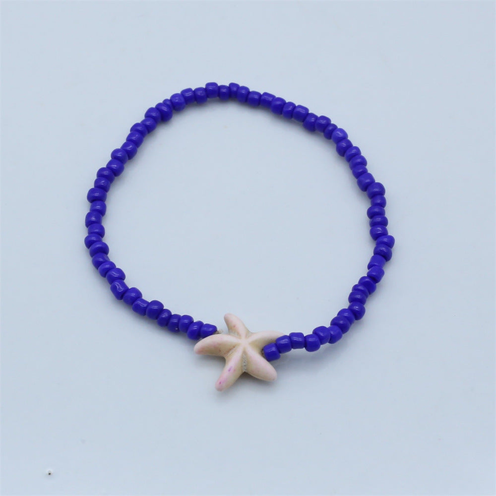 Wholesale  bohemian beach style starfish rice beads beaded bracelet