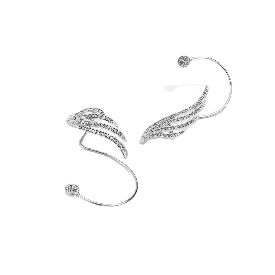 Wholesale Flash Diamond Wings Ear Clip Earrings