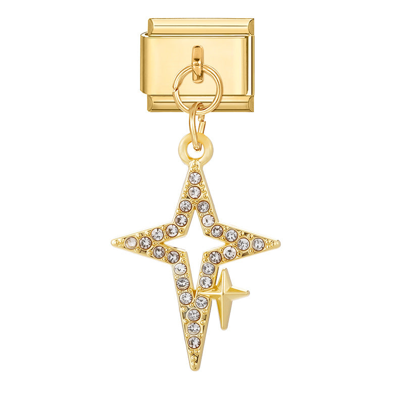 Bracelet de charme italien en gros 9 mm de bricolage d'épissage en or et en diamant blanc bracelet composable en acier inoxydable