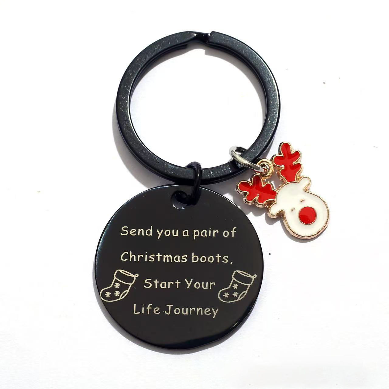 Wholesale Christmas Stainless Steel Keychain With Santa Tree And Bell Chic Car Key Accessory Gift