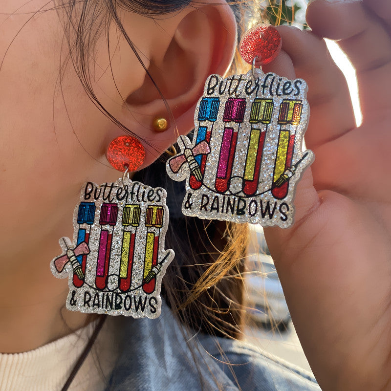 Großhandel Krankenschwestern Tag glänzende feine Acrylohrringe