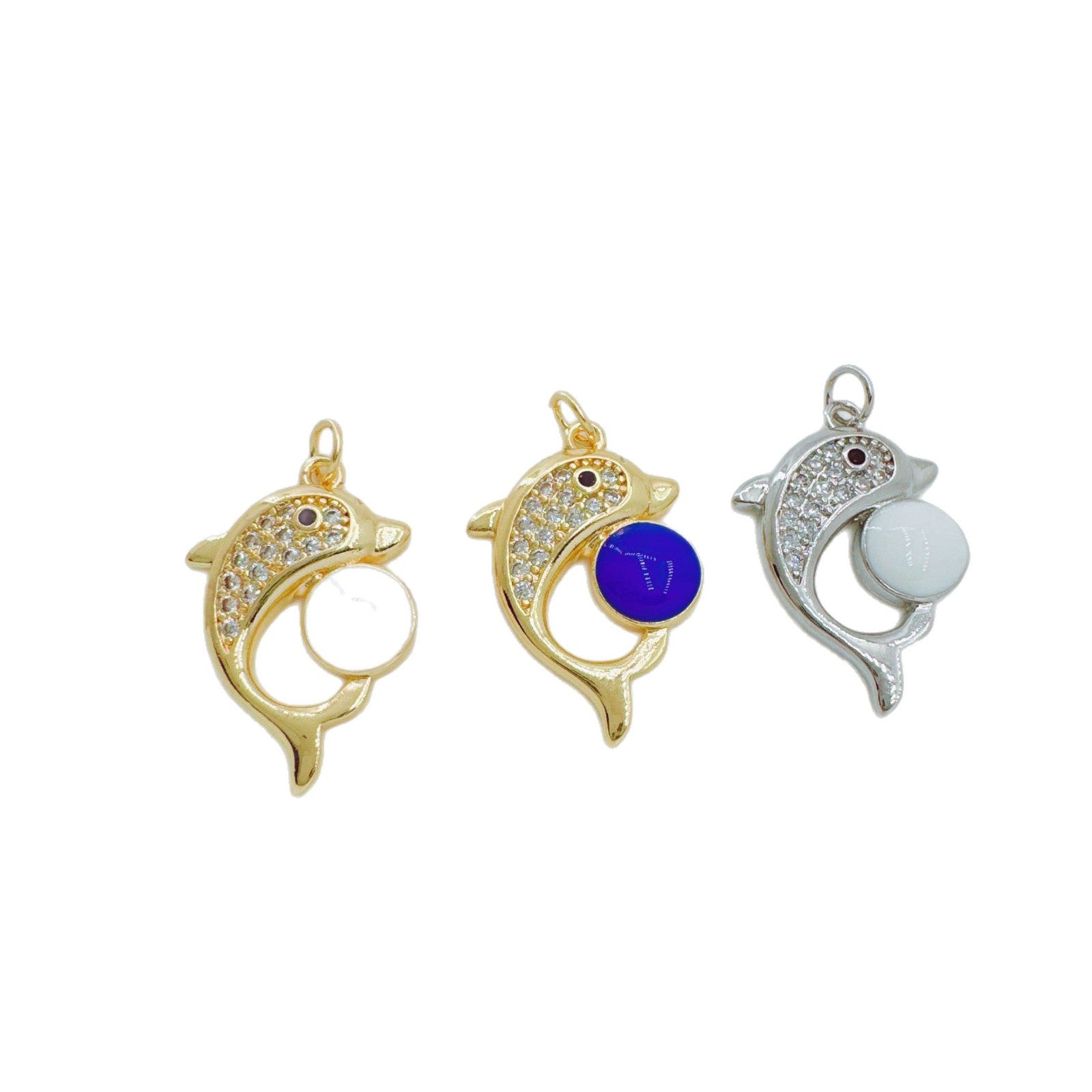 Wholesale Dolphin Pendant Necklace Gold Plated Cubic Zirconia Stylish Office Fashion Accessory