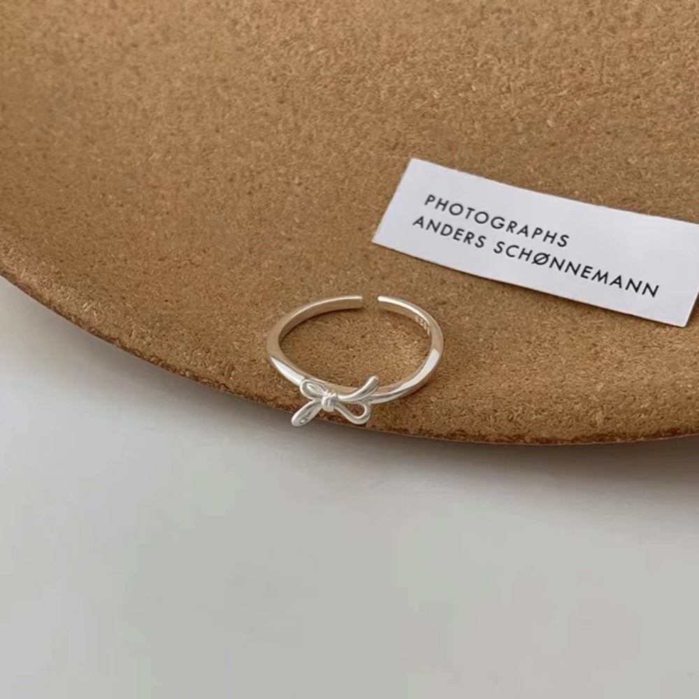 Wholesale 925 Silver Vintage Pearl Bow Plain Ring ACC-RS-Yues004