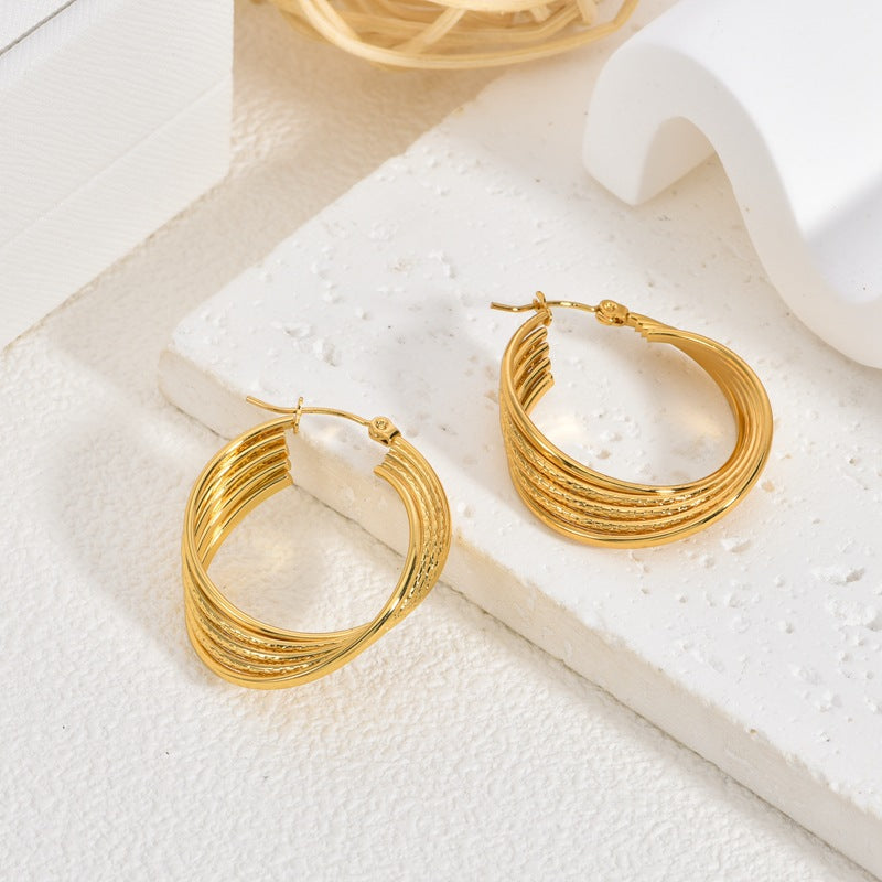 Wholesale 2PCS Stainless steel twisted line earrings