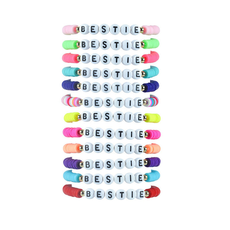 Wholesale polymer clay letter bracelet friendship CHEER bracelet youth group cheerleading bracelet ACC-BT-YiYe011