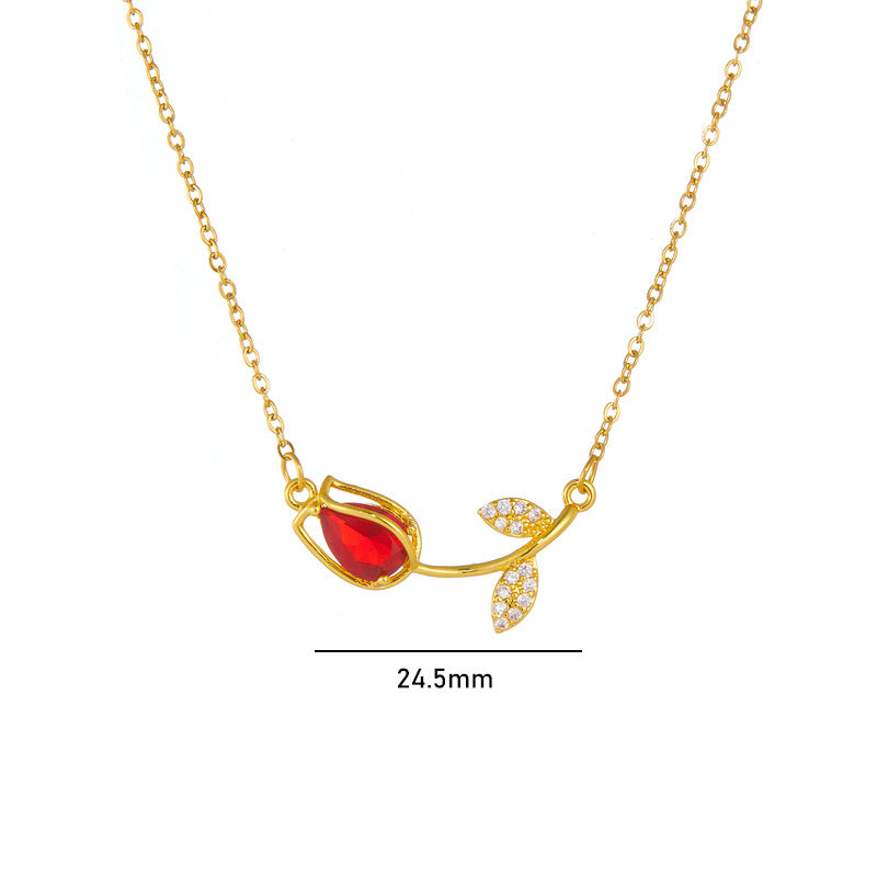 Wholesale Tulip Flower Versatile Titanium Steel Necklace ACC-NE-Rongc003