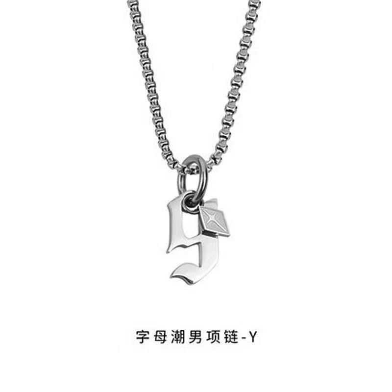Wholesale Men's 26 Alphabet Titanium Steel Necklace