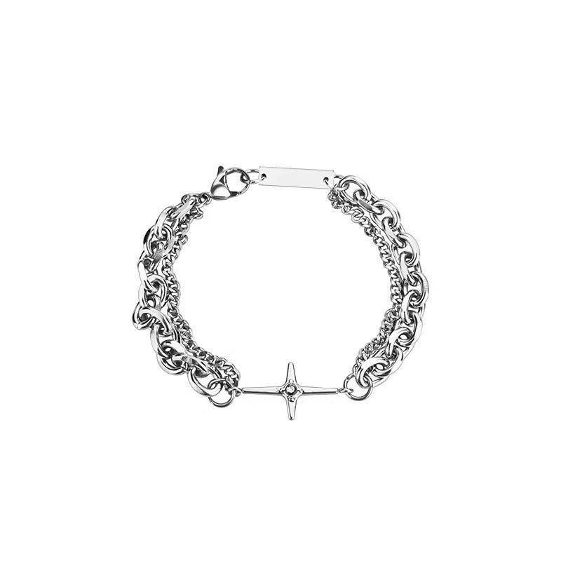 Wholesale retro titanium steel double-layer star bracelet