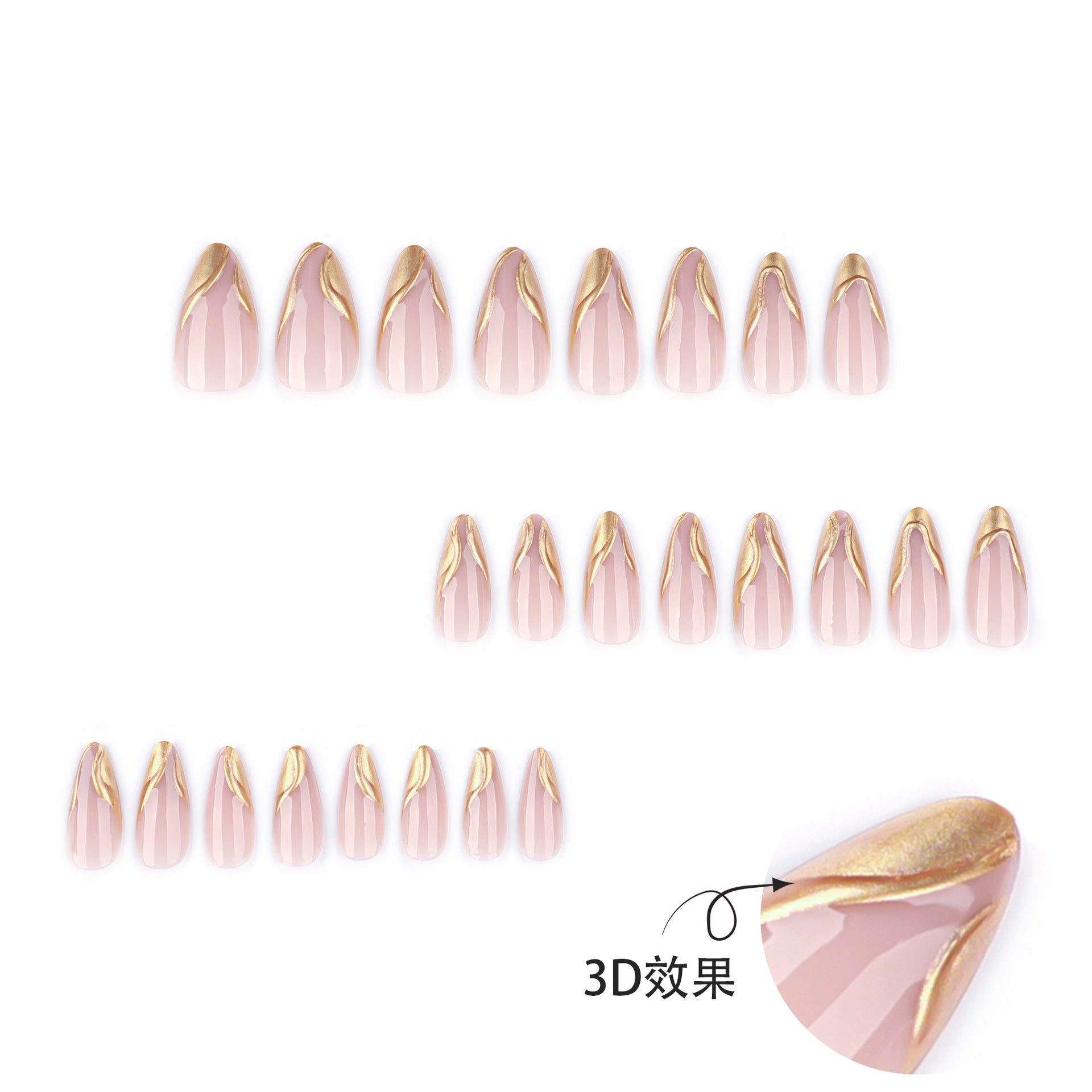 Wholesale 24 Pieces/box 3D Hot Stamping Short Nails Kits Nail Stickers