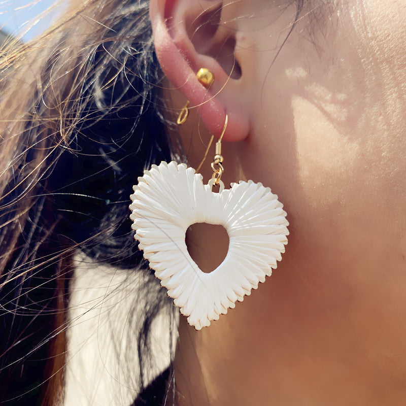 Wholesale Valentine's Day Colorful Raffia Heart Earrings ACC-ES-ChouT008