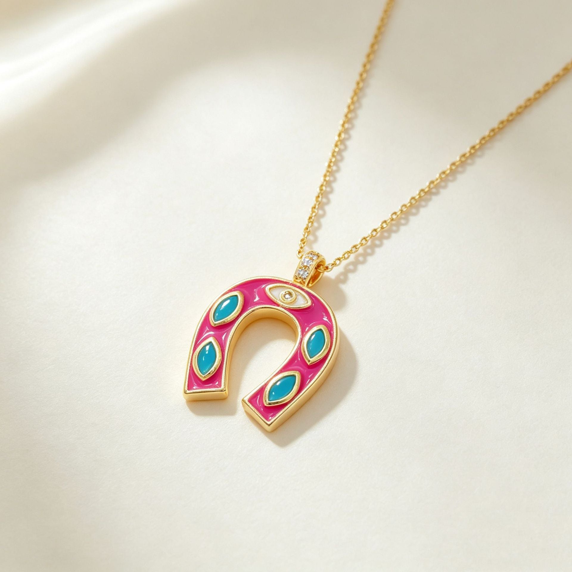 Wholesale Copper 18K Gold Plated U-Shaped Zircon Necklace Fashion Accessory