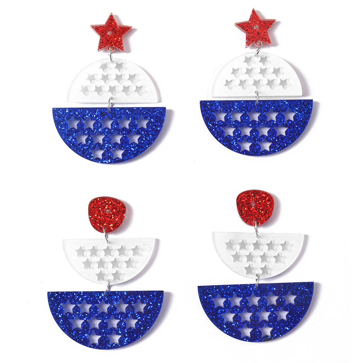 Wholesale Half Circle Acrylic Independence Day Earrings